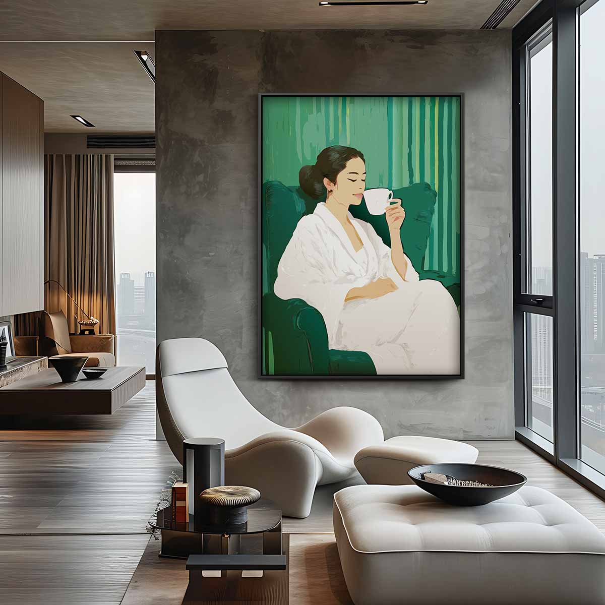 Ontspanning in Groen – staande wandkunst voor woonkamer of interieur