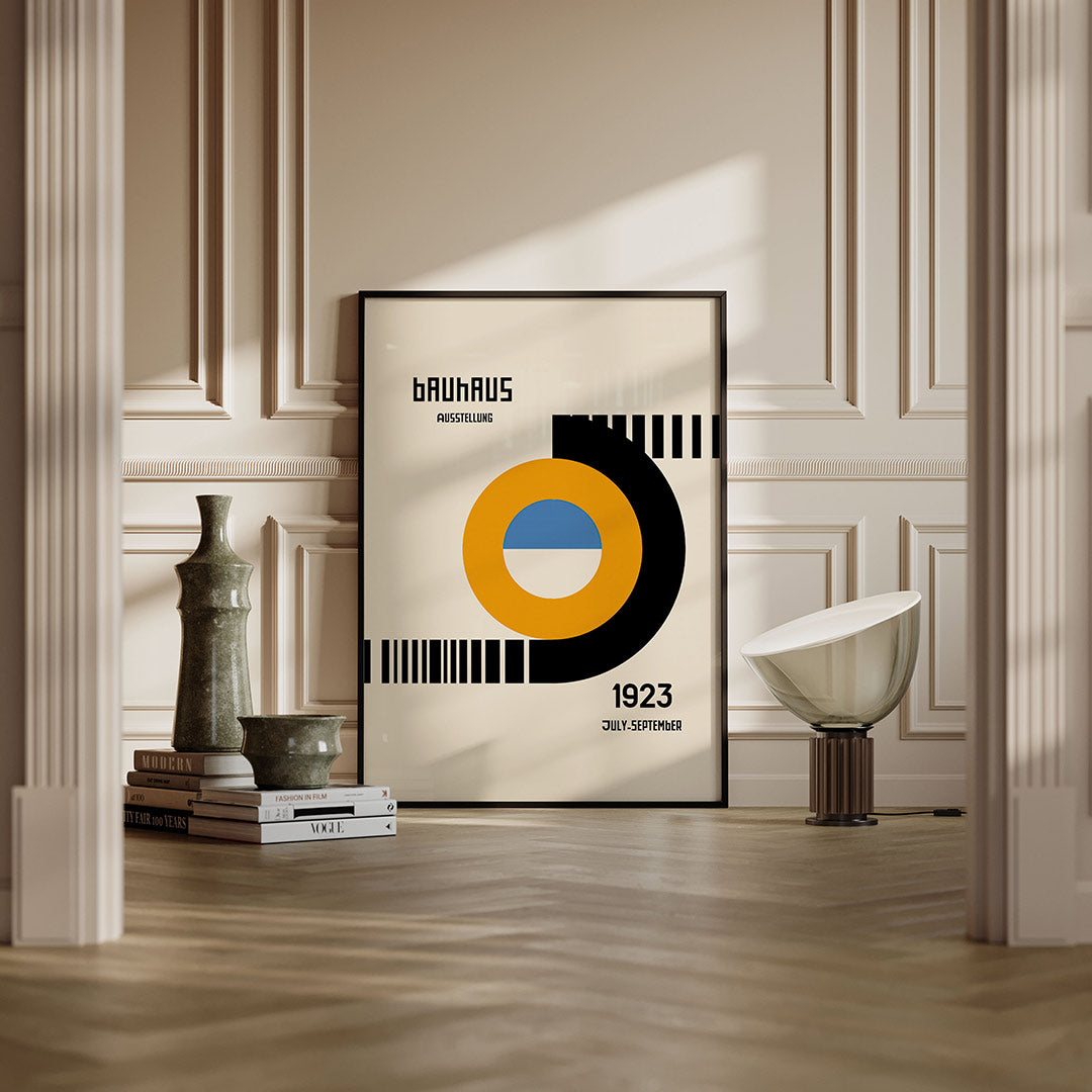 Cirkel en lijnen – moderne Bauhaus wandkunst als poster