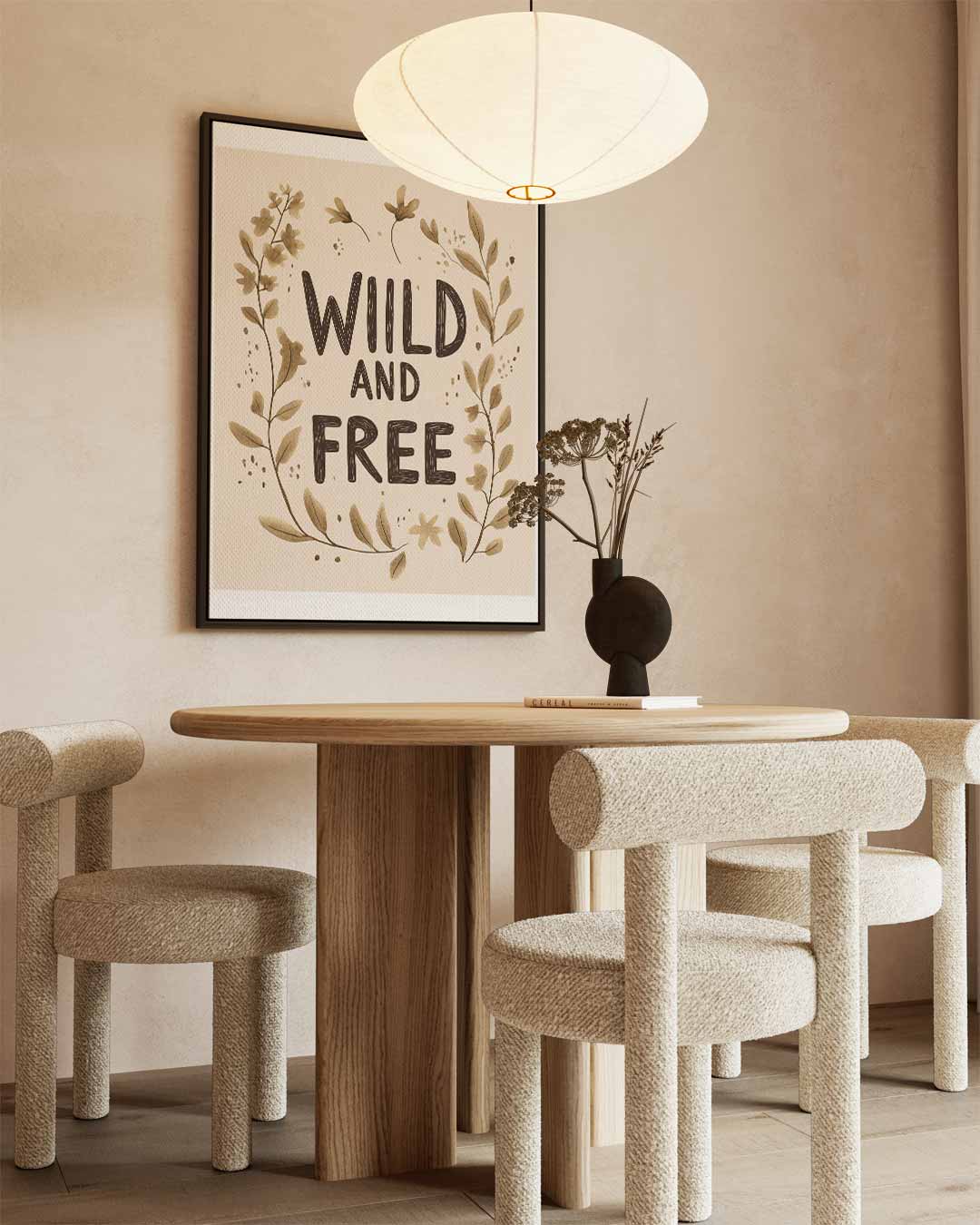 Wild and Free Botanisch Kunstwerk – kunstwerk met zwarte baklijst