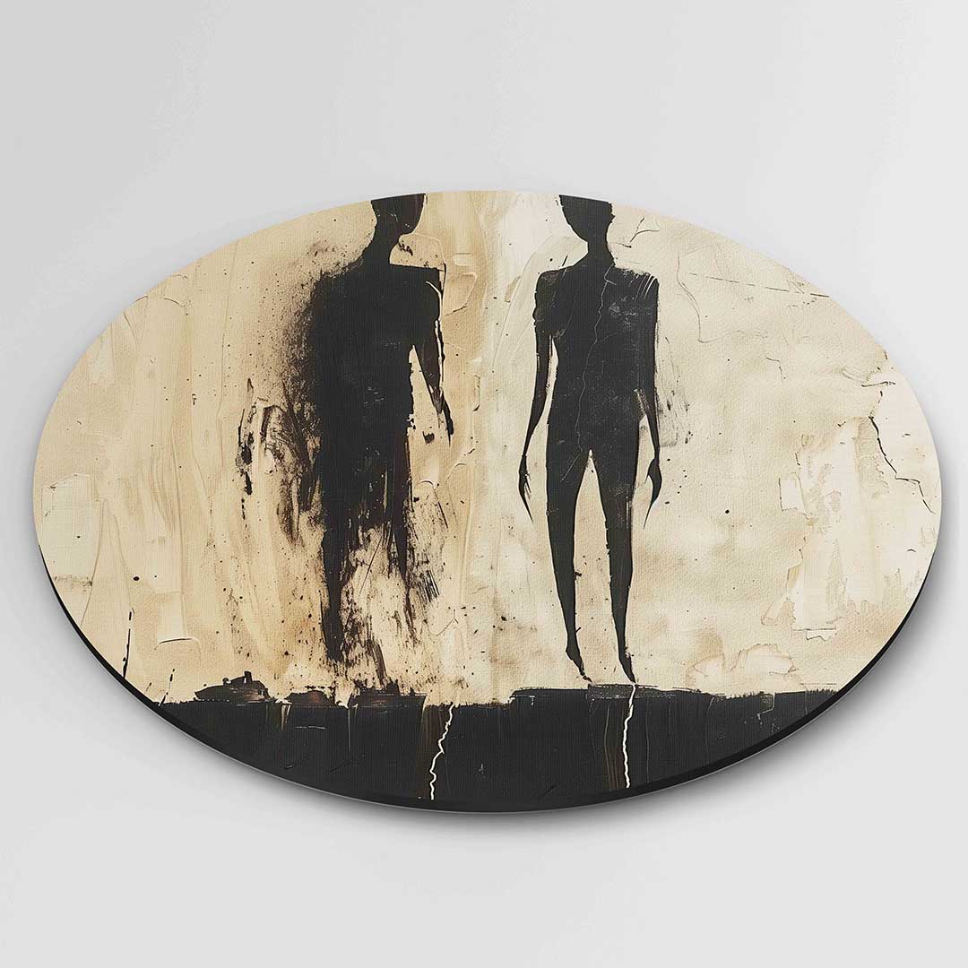 Twee silhouetten – portret wandkunst als muurcirkel van WallArtistic