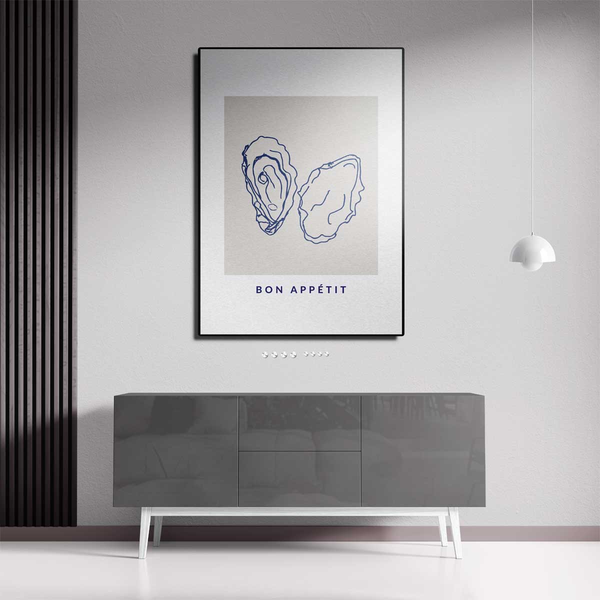 Stijlvolle Oester Illustratie – staande wandkunst voor woonkamer of interieur