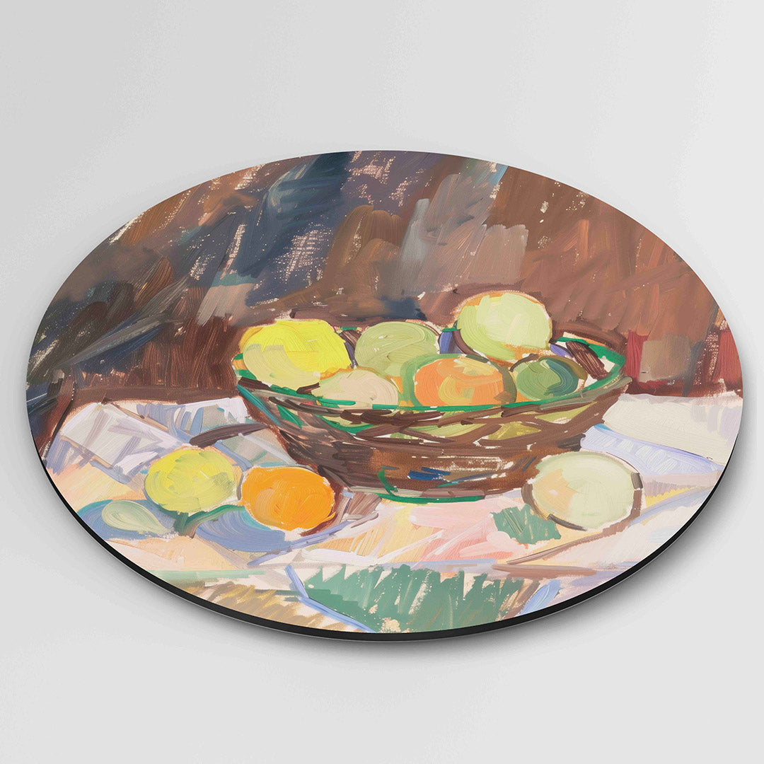 Fruitmand – kleurrijke wandkunst als muurcirkel