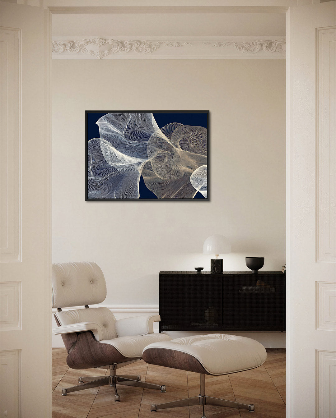 Golvende lijnen – liggende wanddecoratie