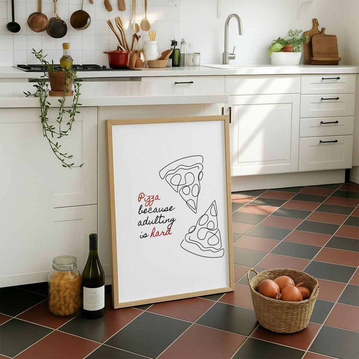 Pizza Fun Quote – staande muurposter voor keuken of eethoek