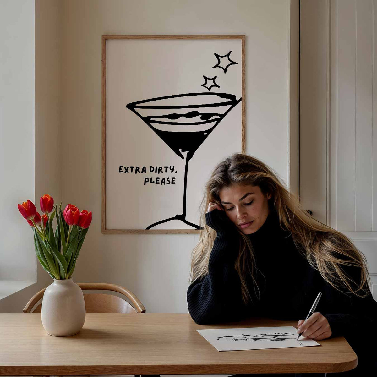 Extra Dirty Martini – staande muurposter met zomerse uitstraling
