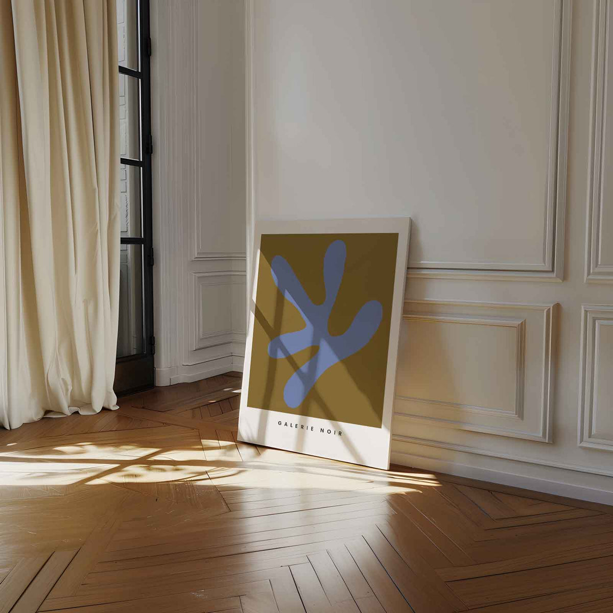 Abstracte Expressie in Blauw en Bruin – modern portret kunstwerk van WallArtistic