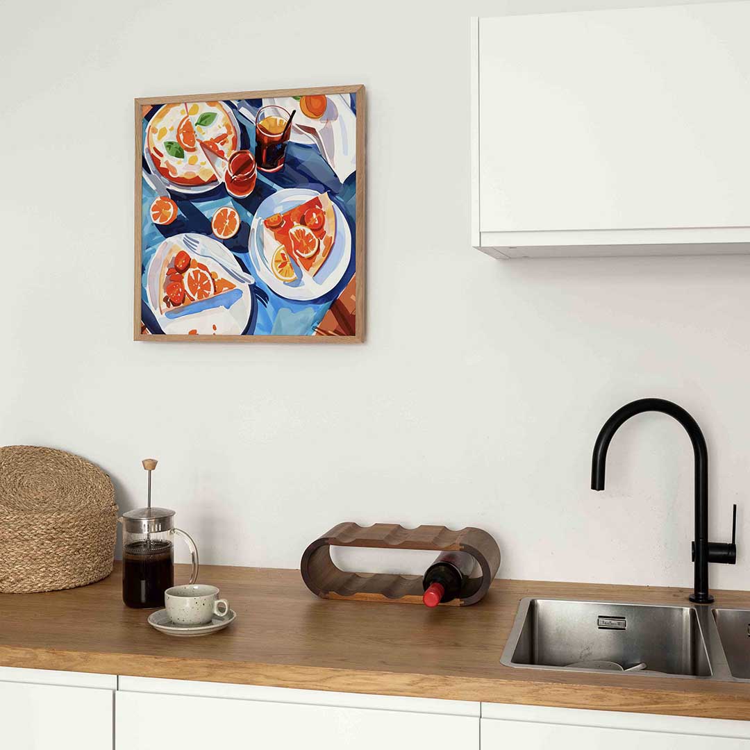 Pizza en citrus – keukenposter in vierkant formaat