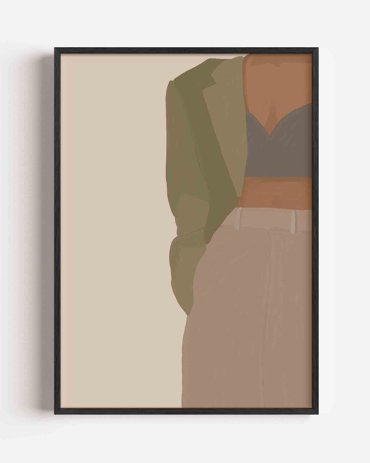 Vrouw in groene jas – hedendaagse illustratie portret poster als wanddecoratie
