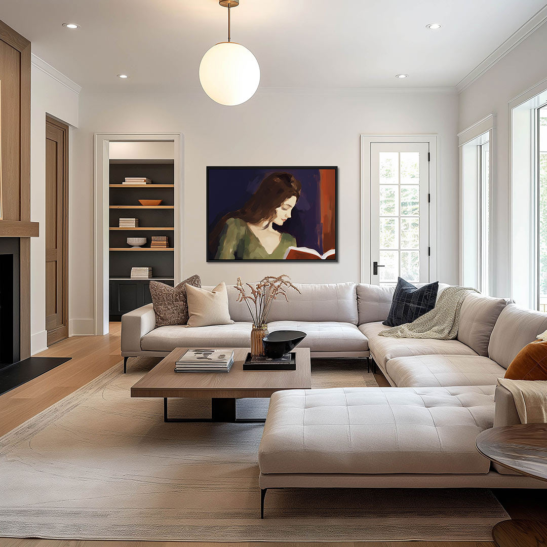 Lezende vrouw – op canvas, dibond of plexiglas
