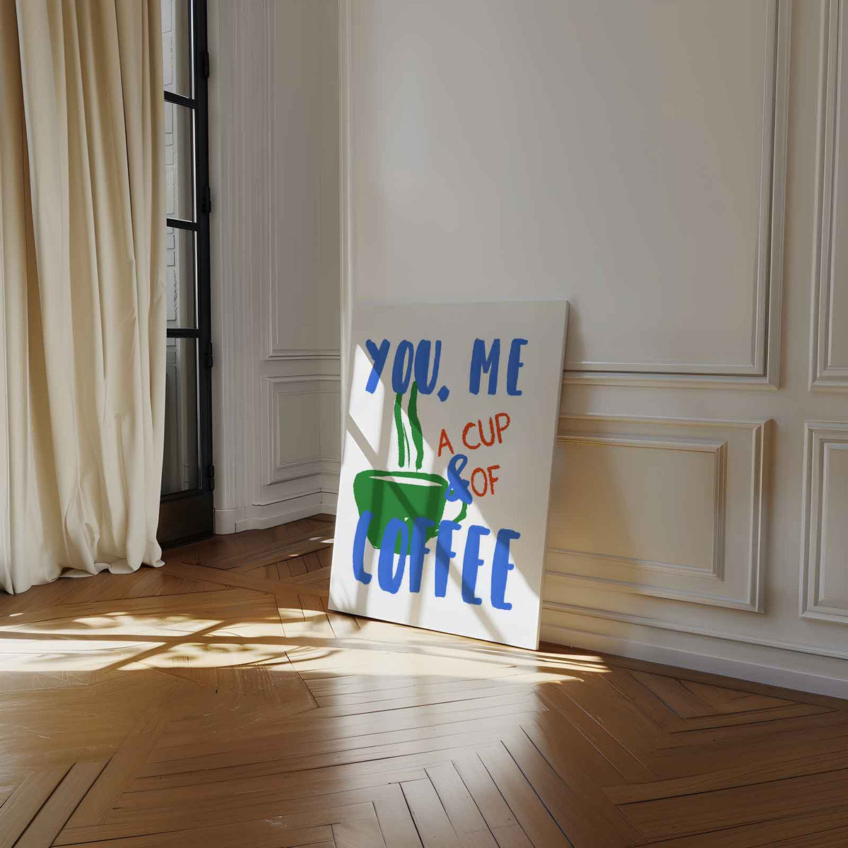 Koffieliefde Moment – staand kunstwerk voor modern interieur