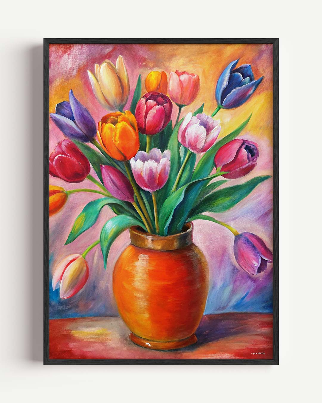 Bloeiende Tulpenschilderij – bloemen portret poster als wanddecoratie
