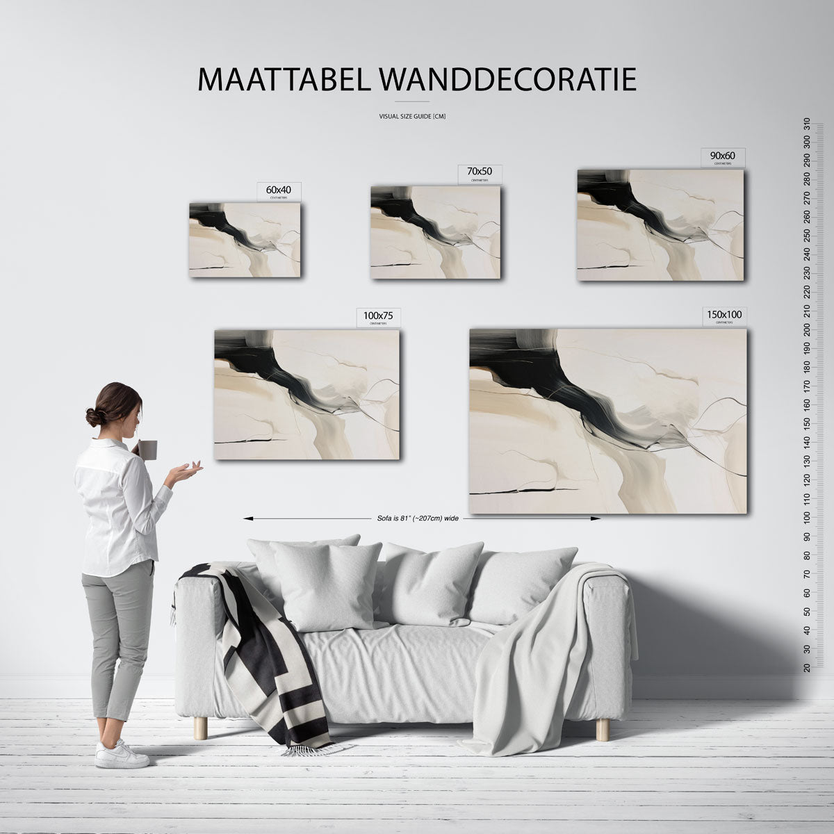 Organische vloeiende vormen – Lijnen – moderne liggende wandkunst