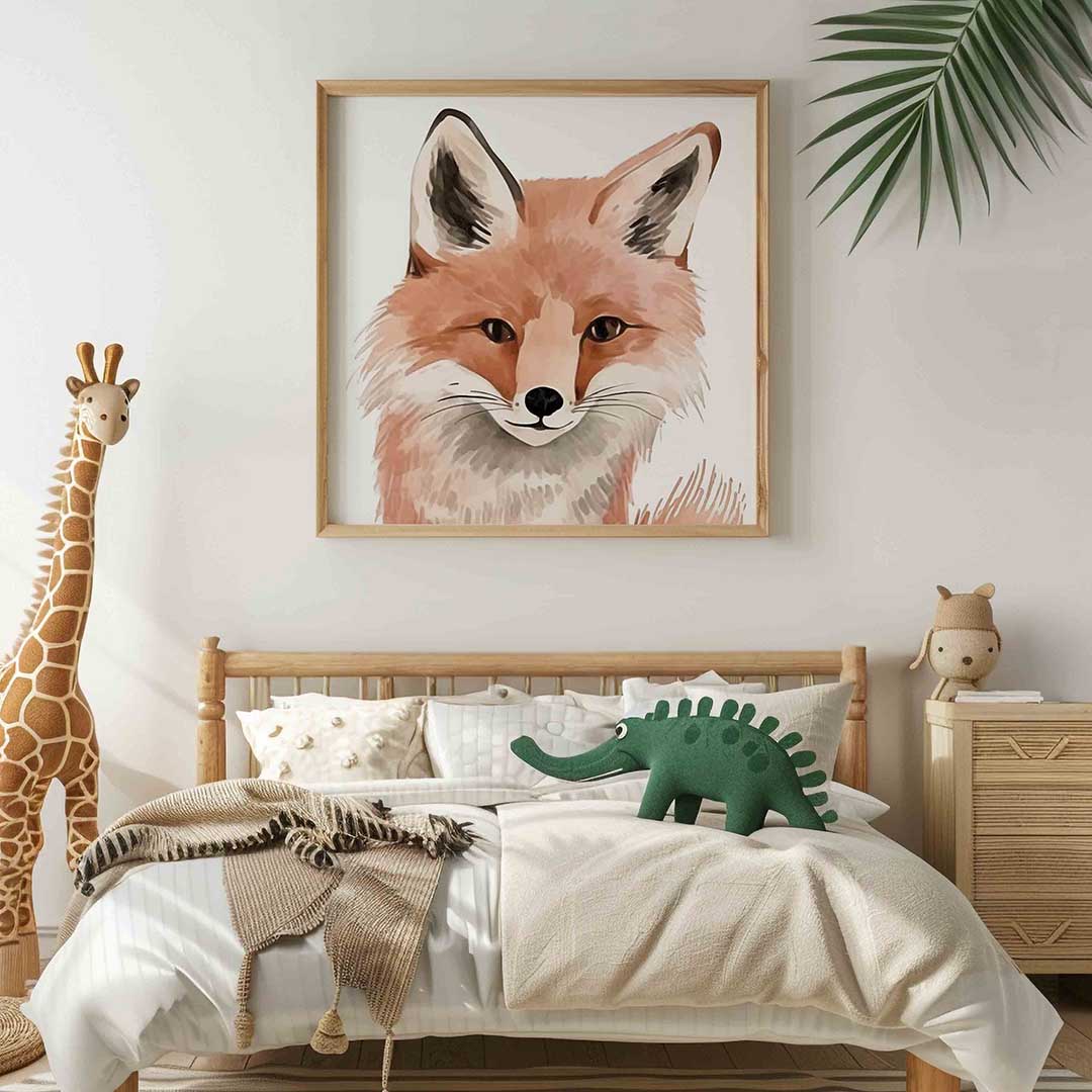 Vos portret – vierkante kinderkamer wanddecoratie van WallArtistic