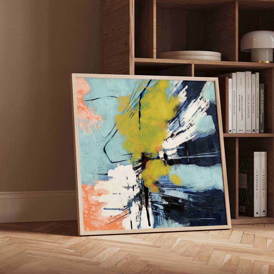 Abstracte kleurenexplosie – moderne wandkunst met kleur en vormen als poster