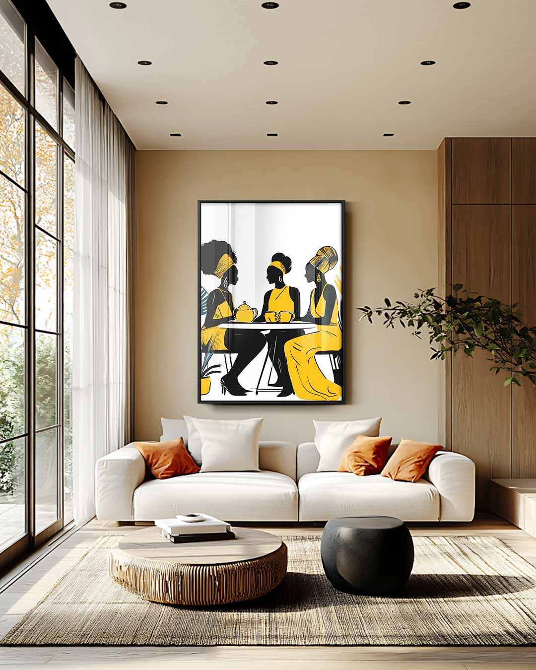 Gezellig Koffieklets Tafereel – modern portret kunstwerk van WallArtistic