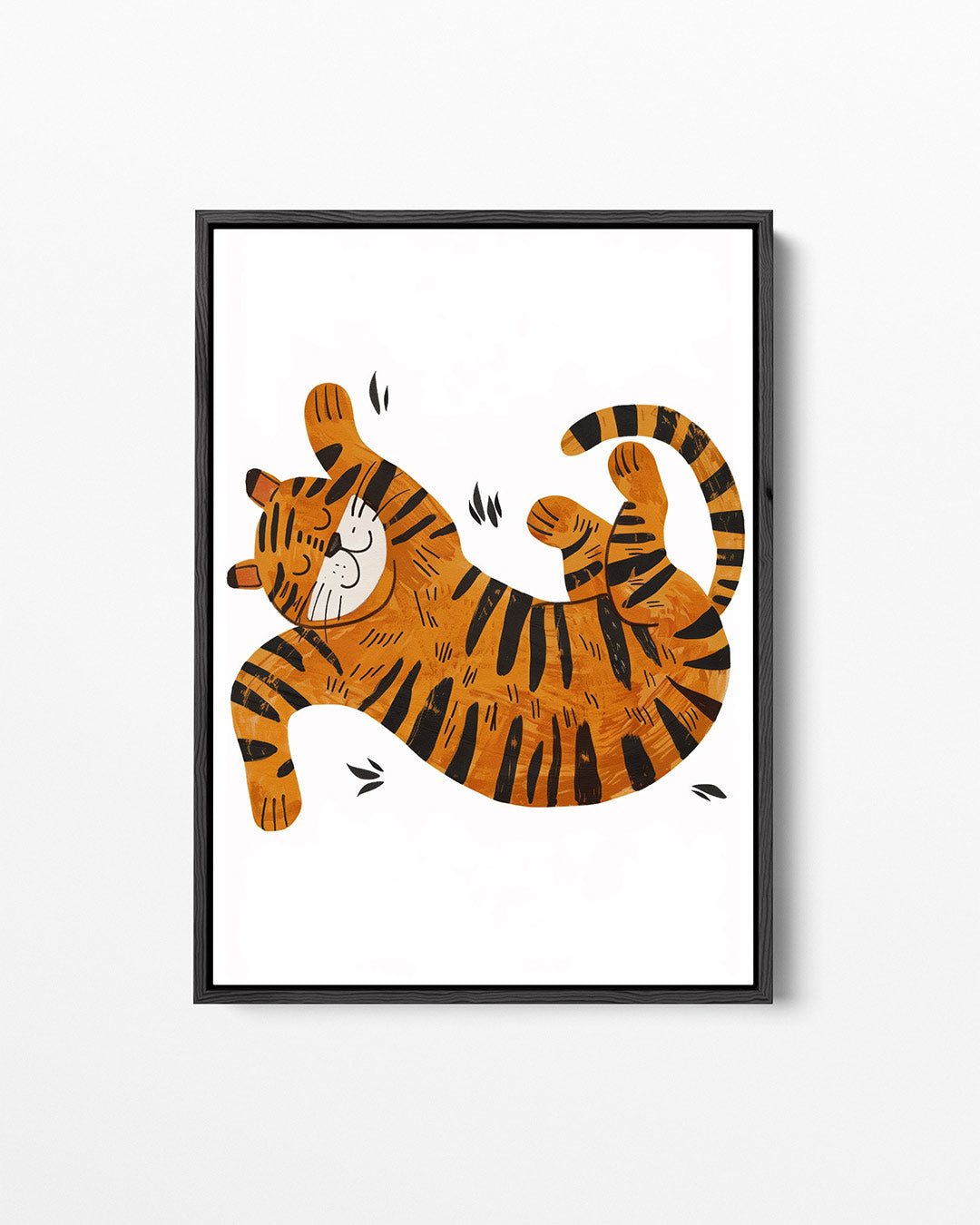 Speelse tijger illustratie – staand wanddecoratie kunstwerk