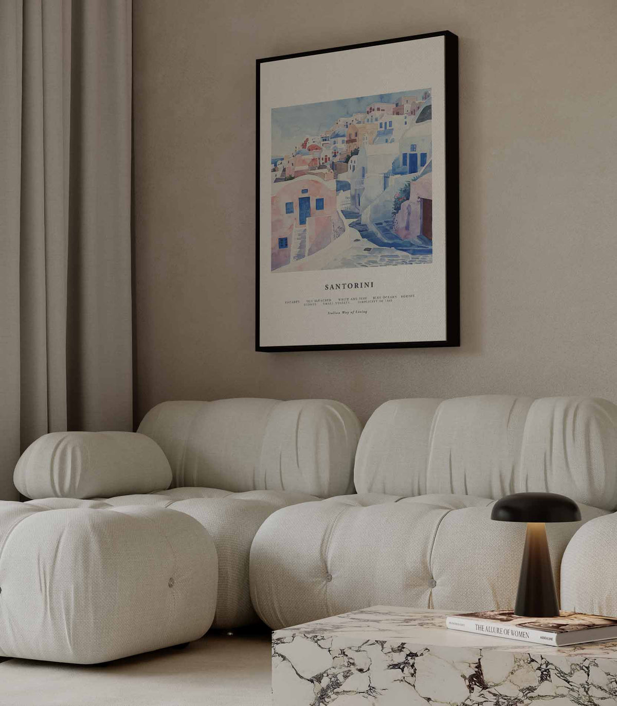 Santorini Dromen – canvas kunstwerk als wanddecoratie