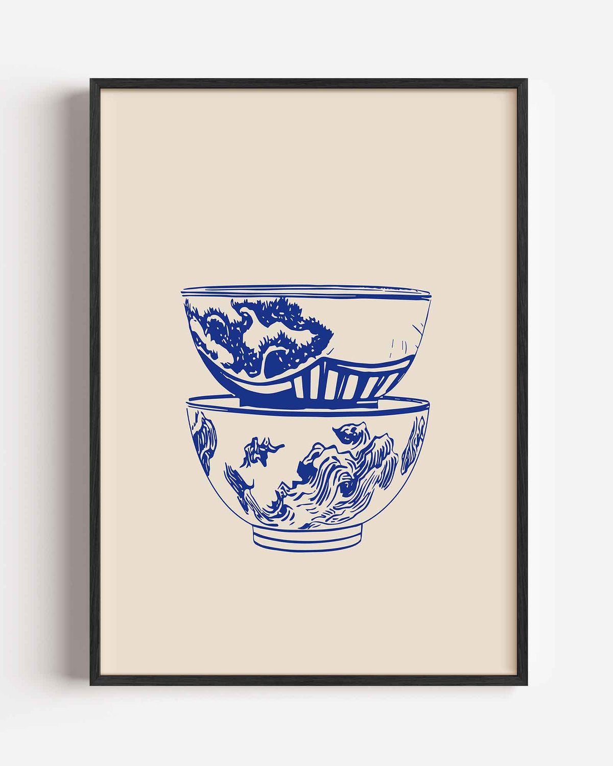 Blauwe kommen – Aziatische portret poster als wanddecoratie