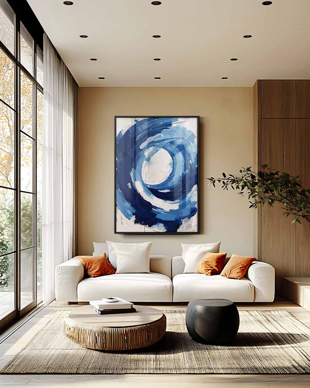 Blauwe Stroom – staande wandkunst voor woonkamer of interieur