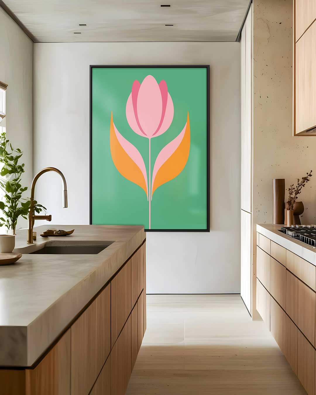 Moderne Bloei – plexiglas wanddecoratie in portret formaat