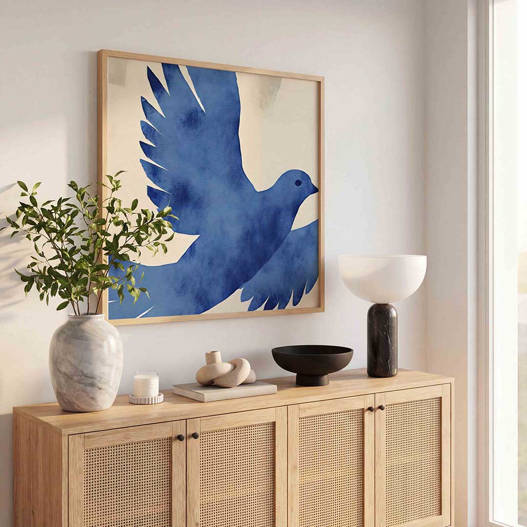 Vogel in vlucht – dierenillustratie als vierkante poster
