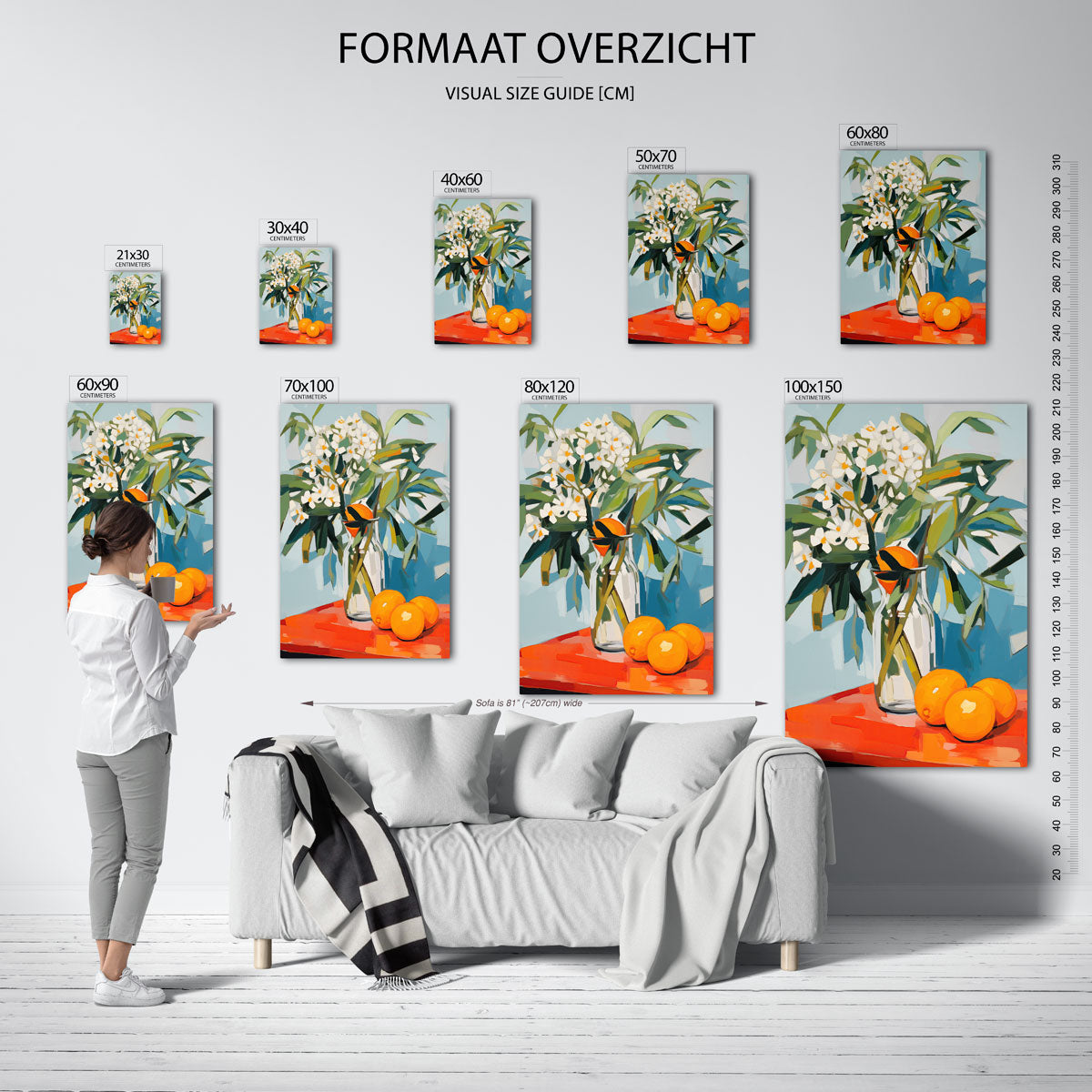 Bloemen en sinaasappels – staande muurposter met bloemen