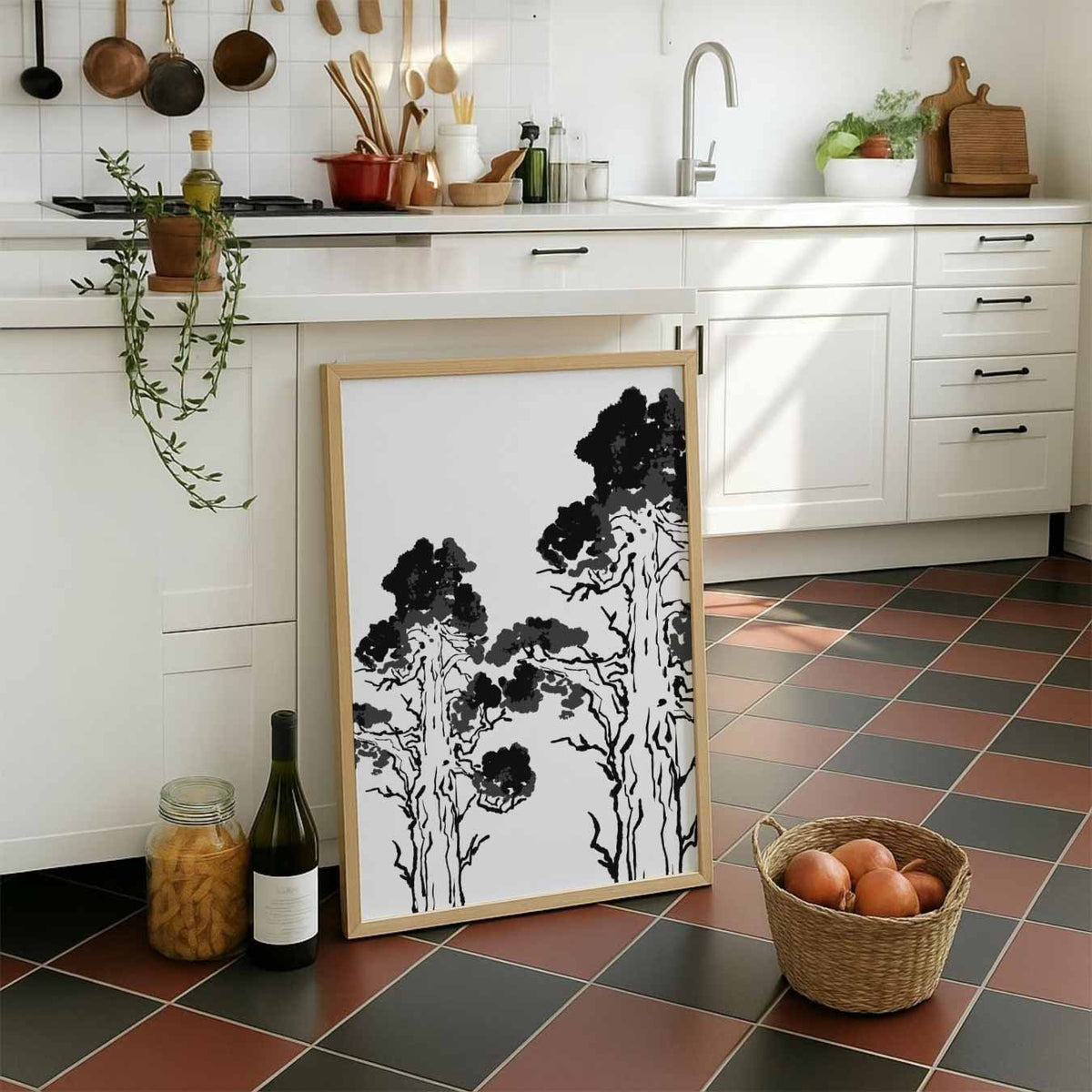 Mystieke Boom Silhouetten – staande muurposter met zomerse uitstraling