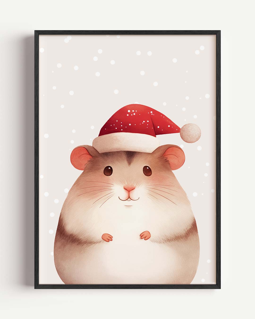 Schattige Kerst Hamster – kids portret poster als wanddecoratie