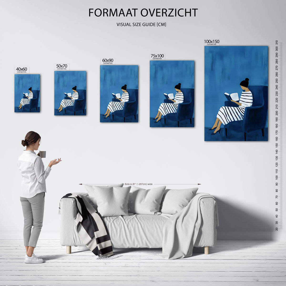 Lezende vrouw – decoratief kunstwerk voor aan de muur
