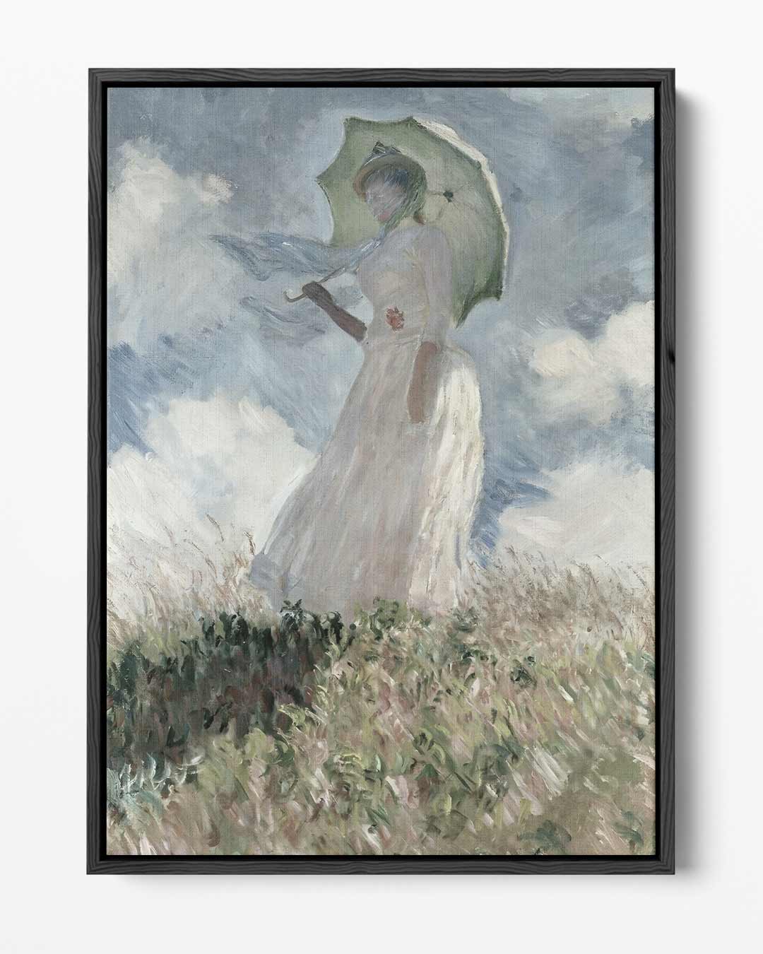 Vrouw met Paraplu in het Veld – portret kunstwerk als wanddecoratie