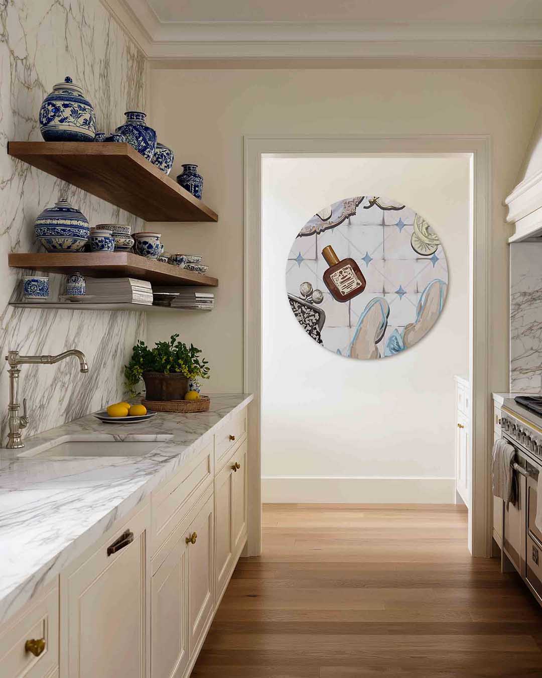 Stilleven met accessoires – moderne abstracte muurcirkel voor aan de muur