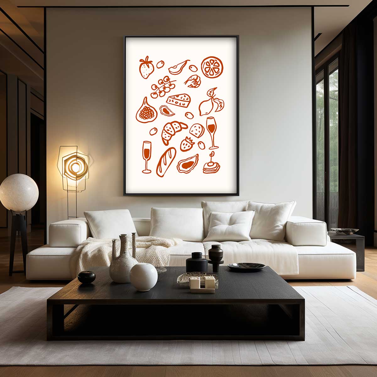Eten & Drinken Illustratie – kunstwerk met zwarte baklijst