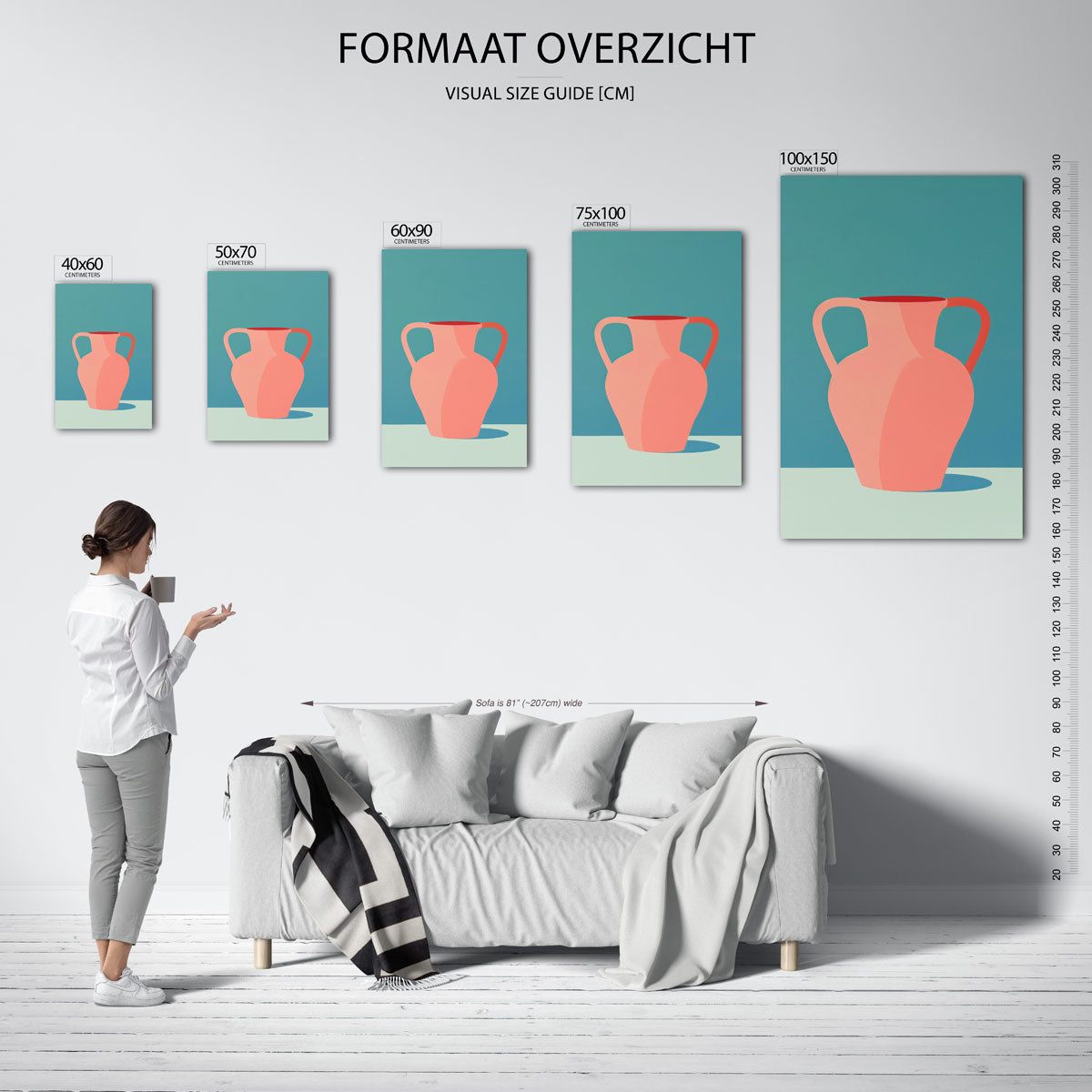Vaas met schaduw – moderne staande wandkunst