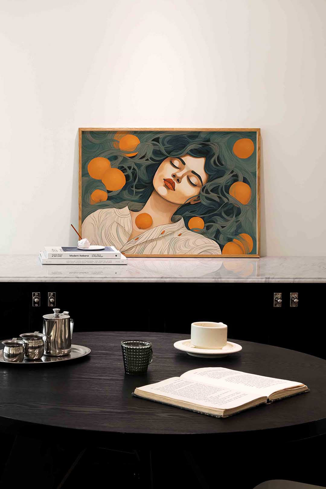 Vrouw met sinaasappels – portret poster in liggend formaat