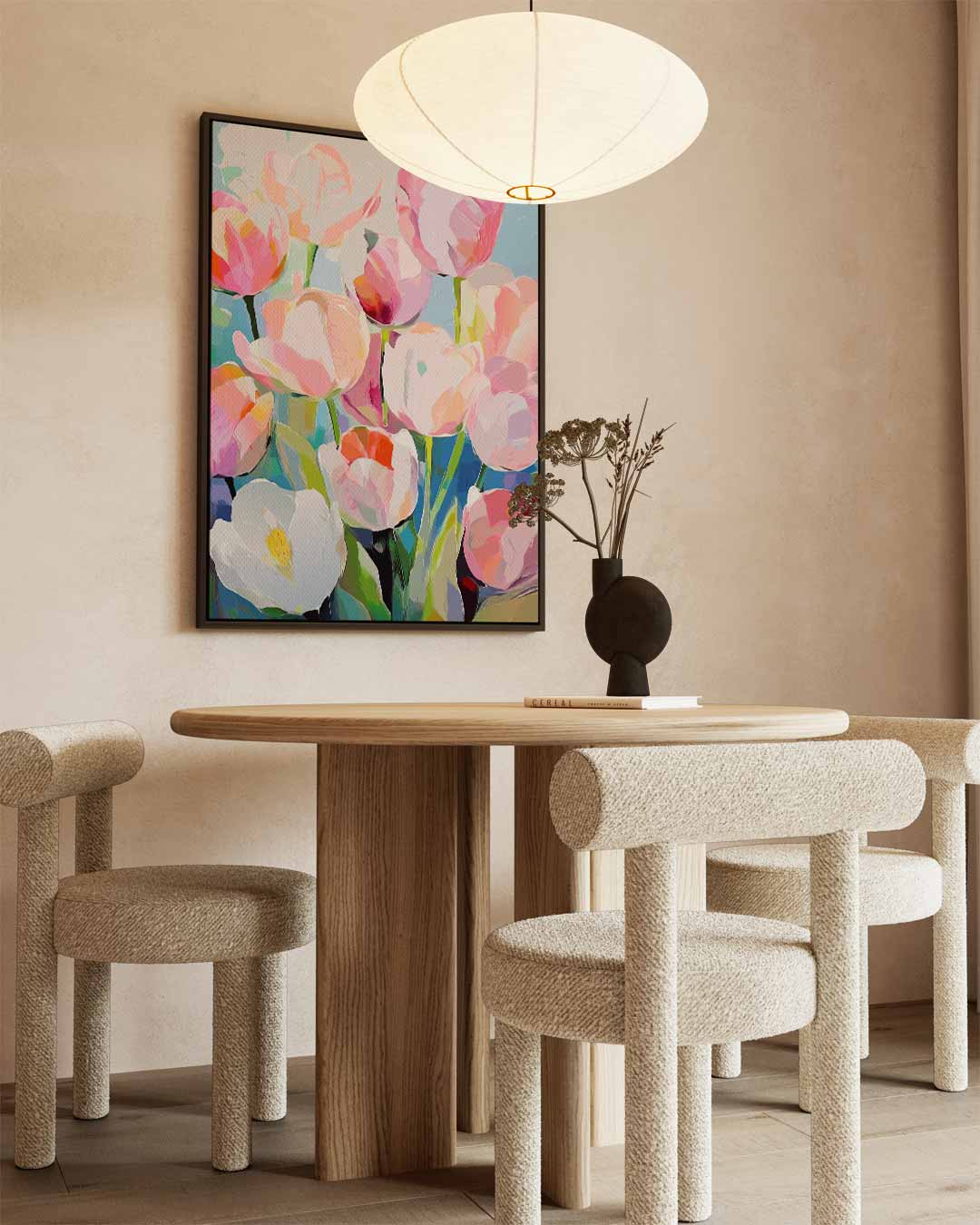Kleurrijke Lente Tulpen – canvas wanddecoratie in portret formaat