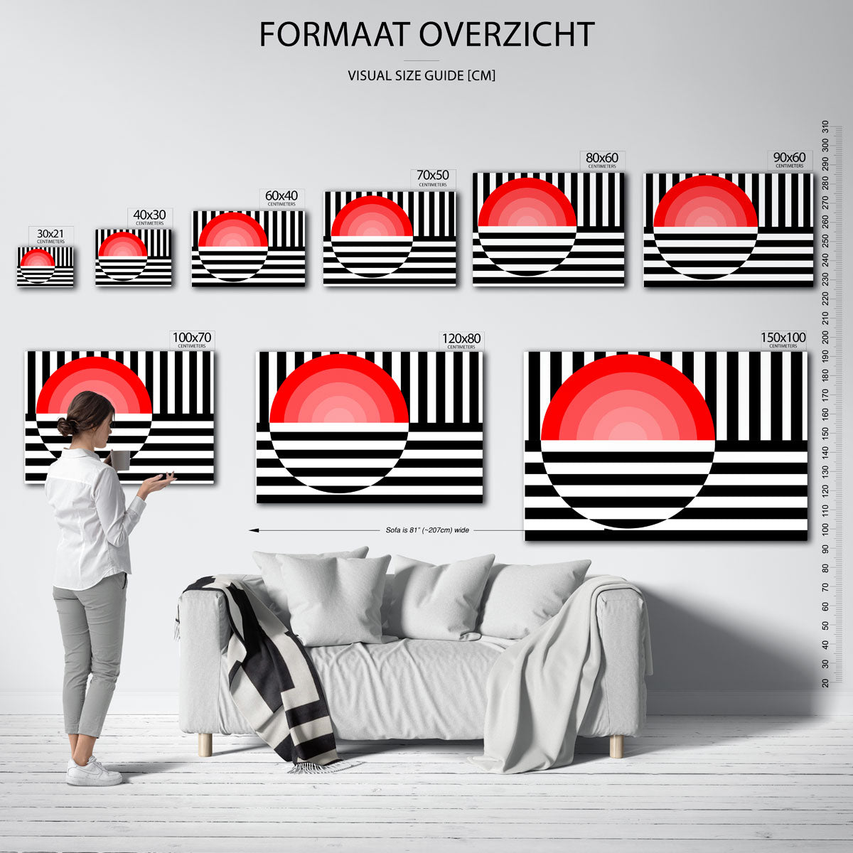 Lijnen en cirkel – Bauhaus poster als geometrische wanddecoratie