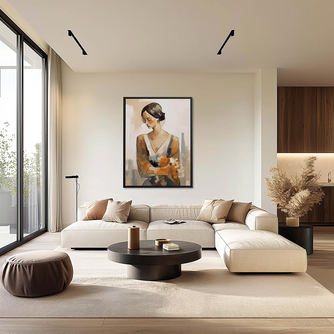 Vrouwelijke elegantie – moderne staande wandkunst