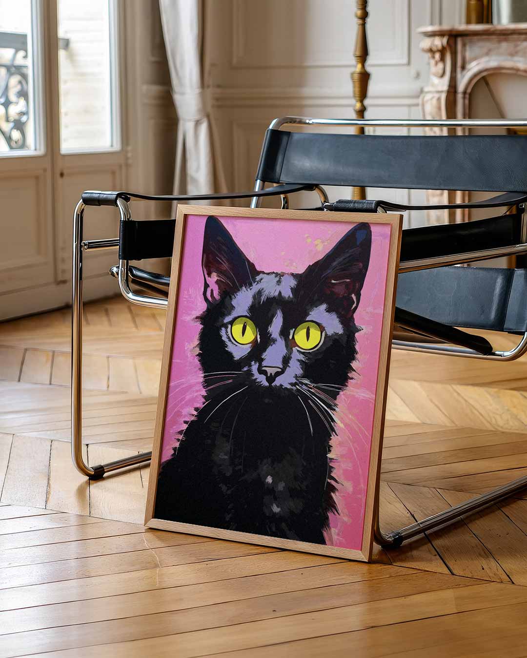 Stijlvolle Kattenposter – zomerse wandkunst als portret poster