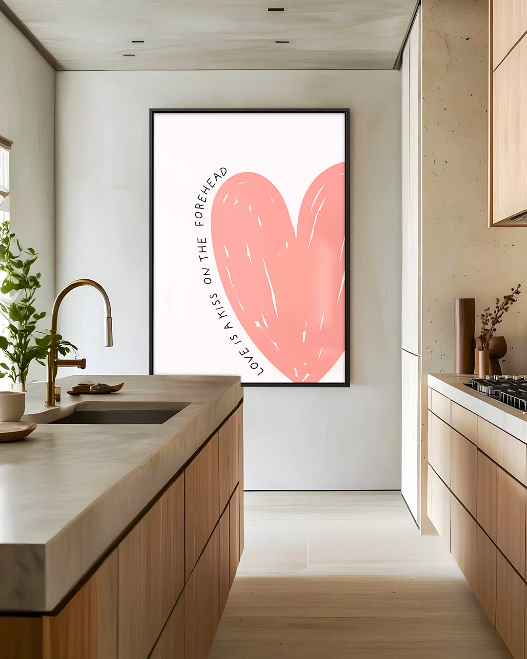 Voorhoofd Kus Liefde Kunst – dibond wanddecoratie in staand formaat