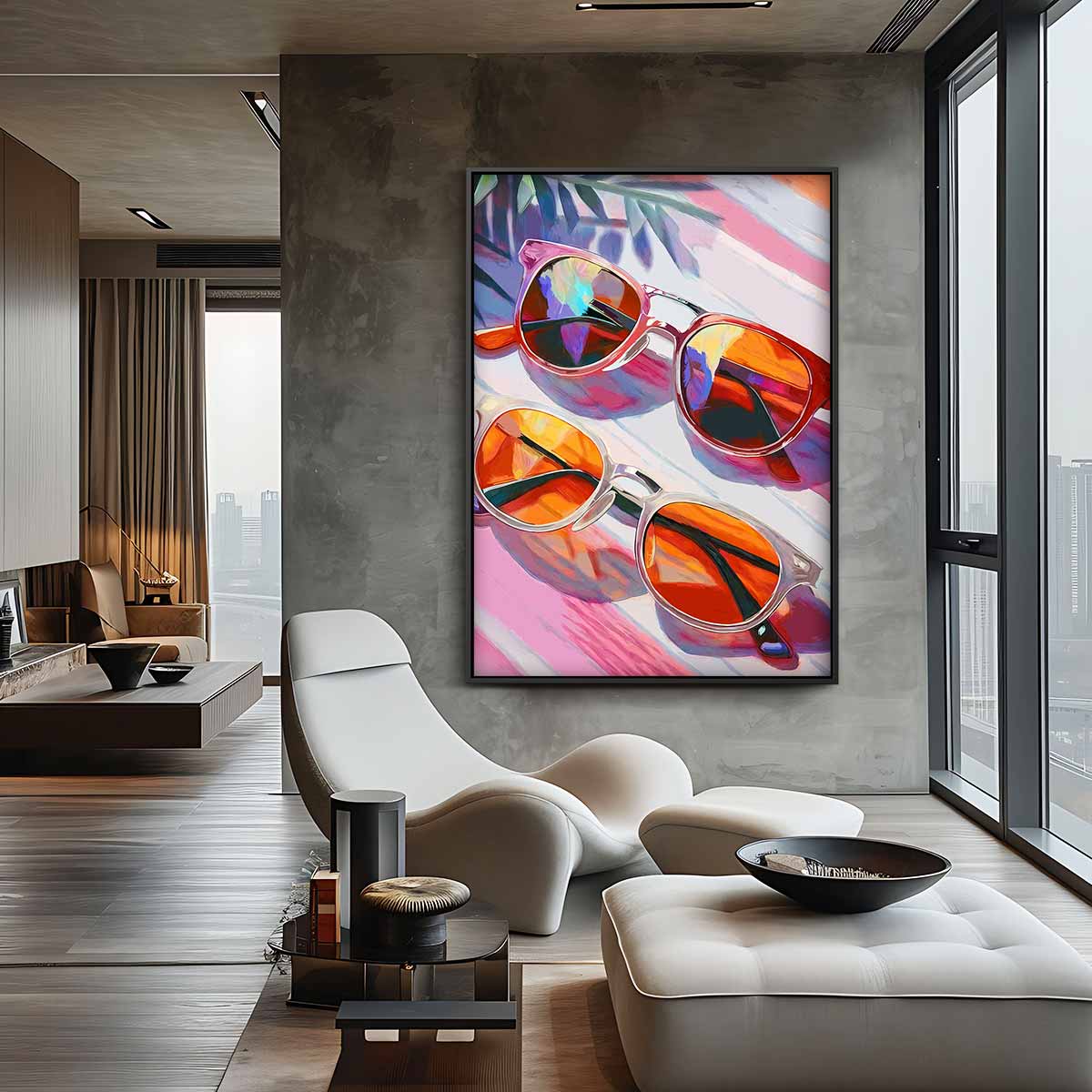 Zonovergoten Zonnebrillen – plexiglas kunstwerk als wanddecoratie