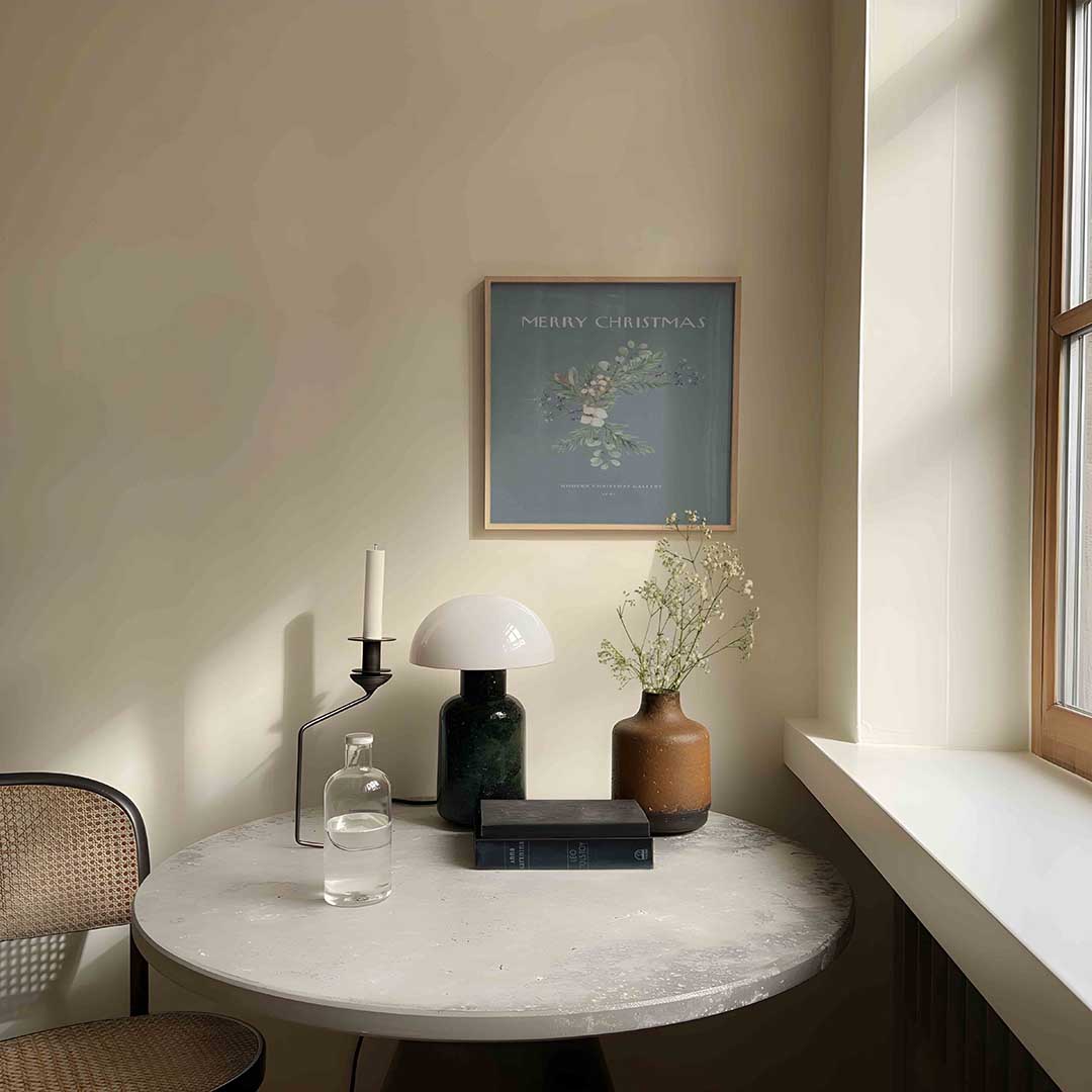 Kersttak met bessen – feestelijke wandkunst als vierkante kerstposter