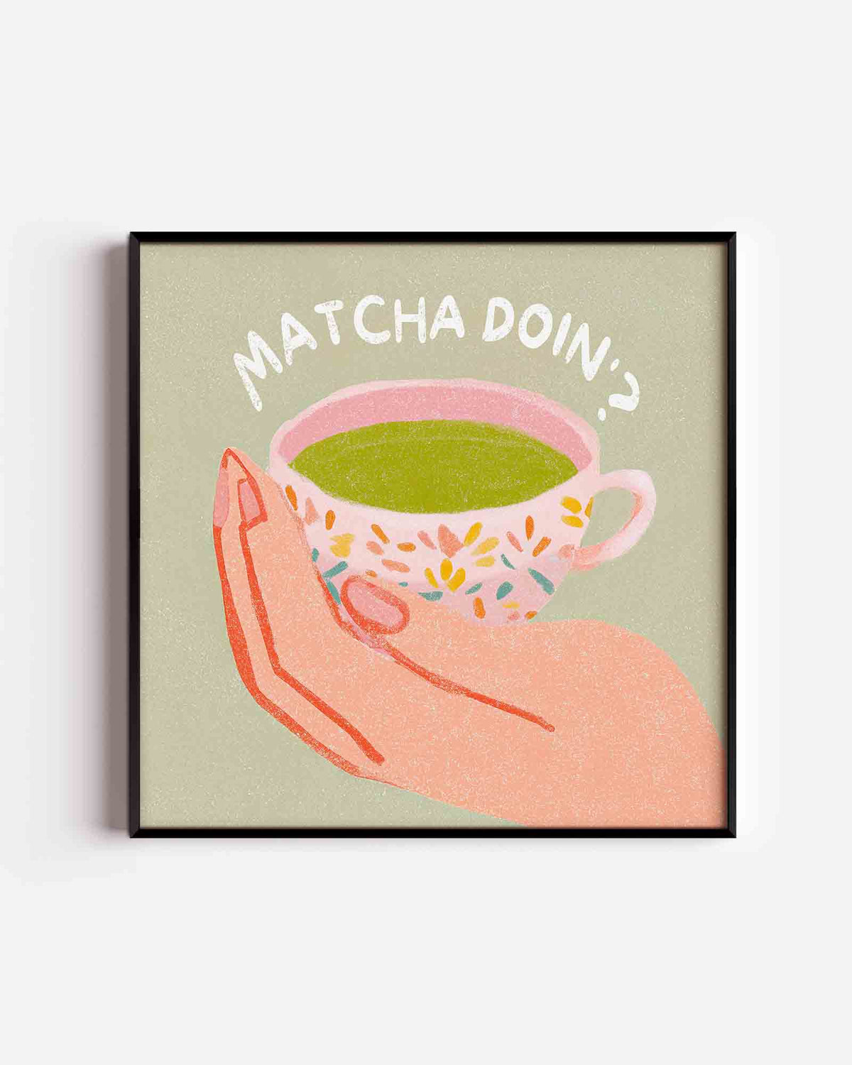 Hand met kopje – keuken vierkante poster als wanddecoratie