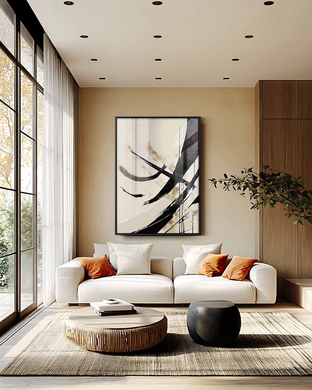 Abstracte Elegantie – staande wandkunst voor woonkamer of interieur