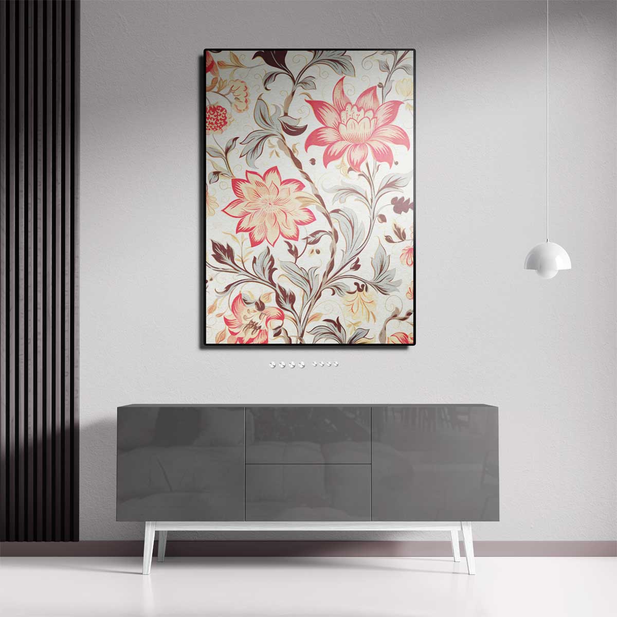 Vrolijk Bloemenpatroon – staande wandkunst voor woonkamer of interieur