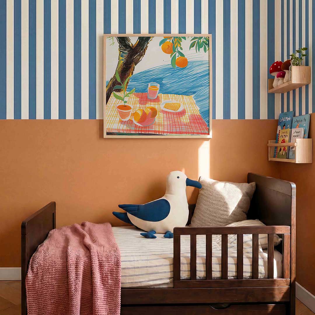 Ontbijt met sinaasappels – kids poster in vierkant formaat