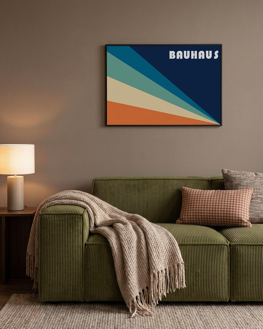 Vorm en kleurvlakken – geometrische Bauhaus poster in liggend formaat