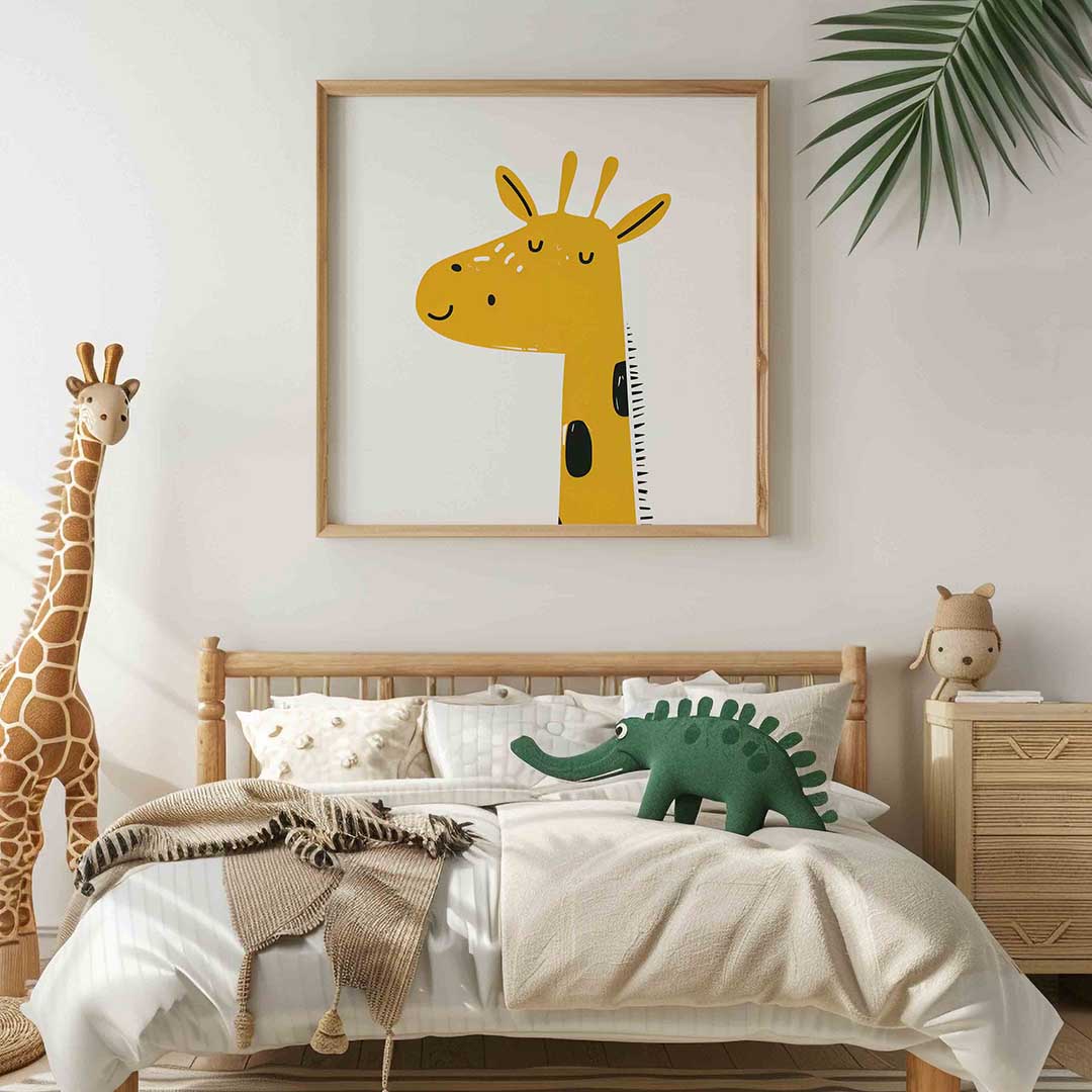 Slapende giraffe – vierkante kinderkamer wanddecoratie van WallArtistic