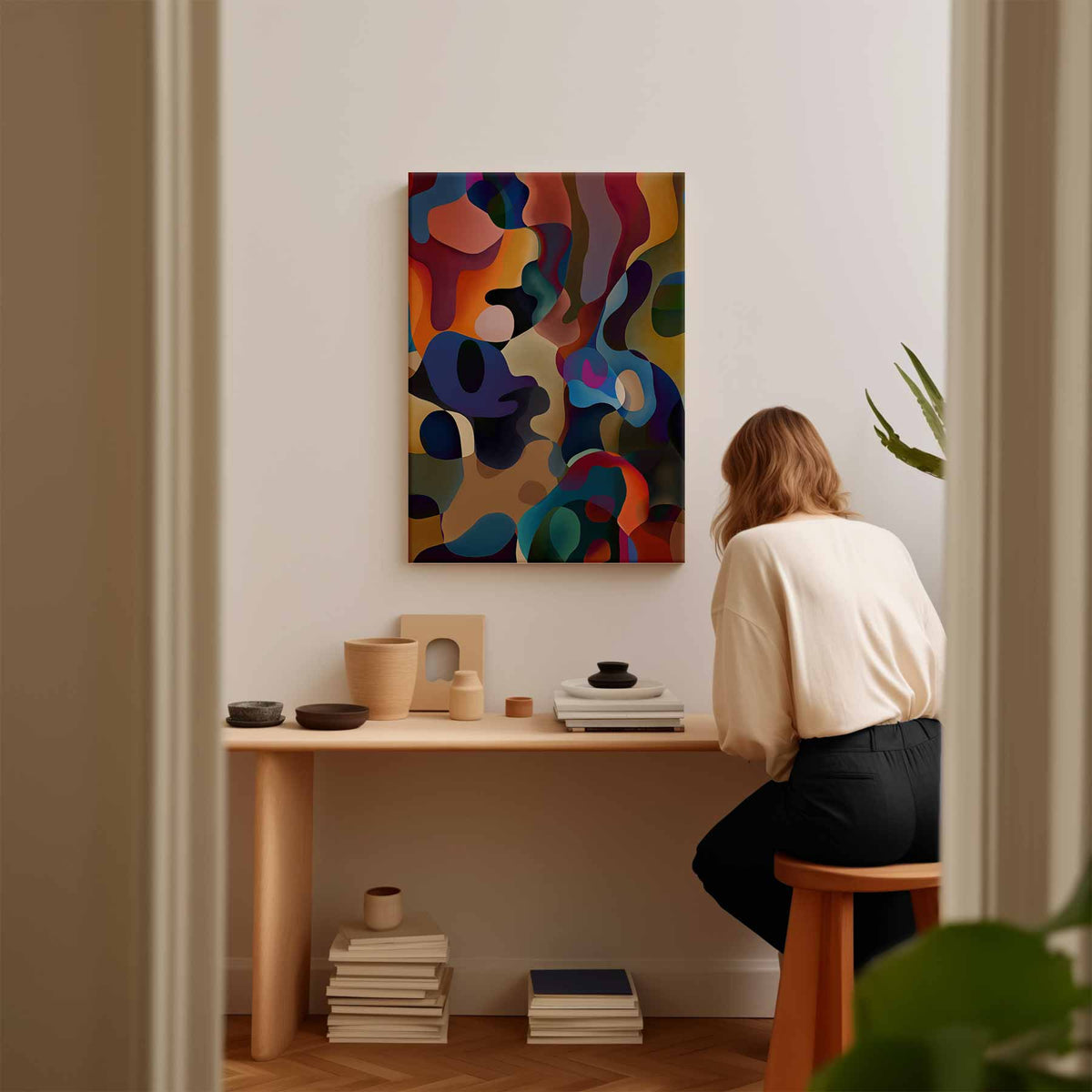 Kleurrijke Dans van Abstracte Vormen – plexiglas kunstwerk als wanddecoratie