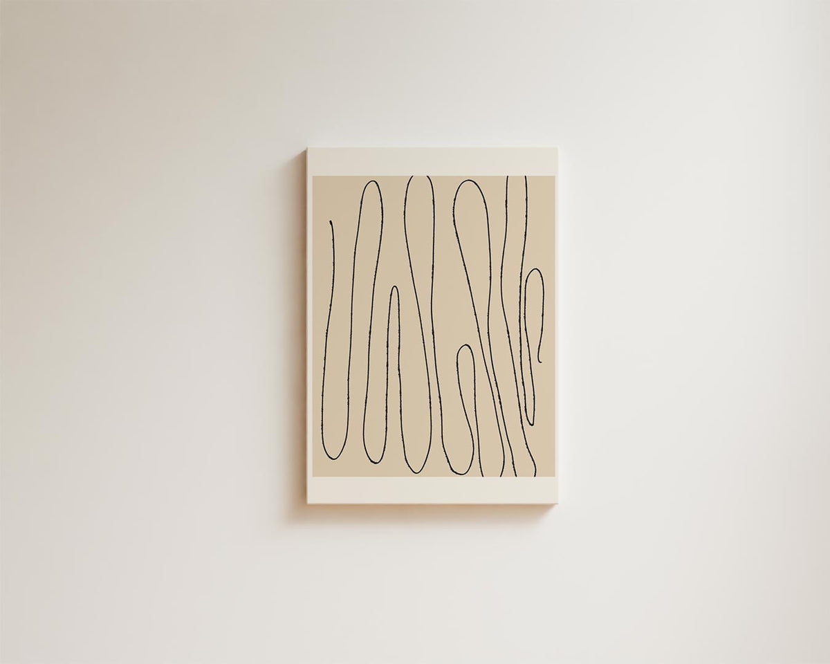 Zachte Lijnen Abstract – kunstwerk met zwarte baklijst