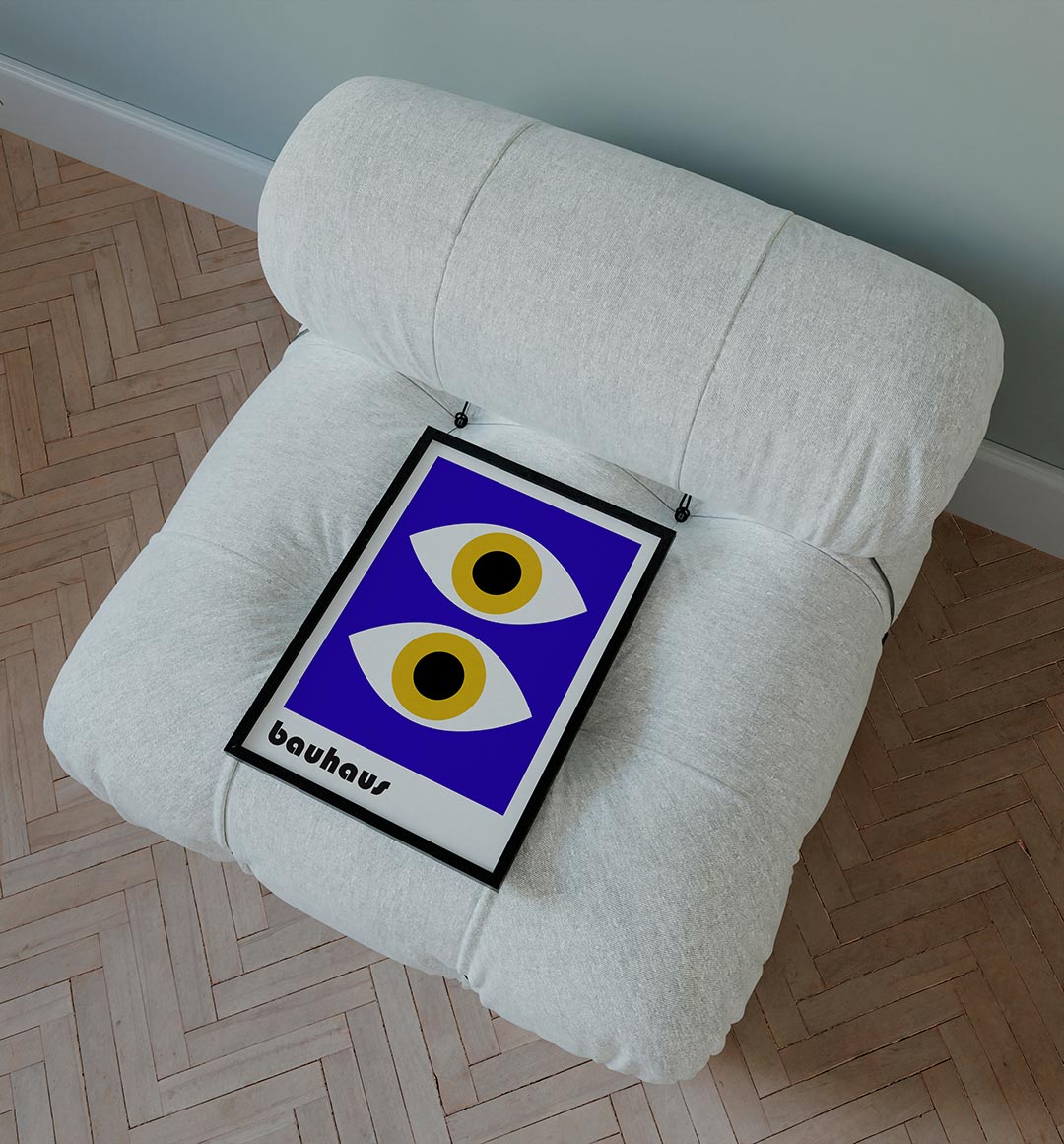 Oogvormen en kleur – staande Bauhaus poster voor aan de muur